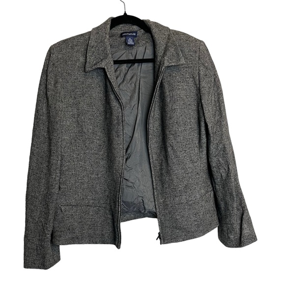 Ann Taylor Gray Tweed Zip Up Jacket Size 12 Women - Picture 2 of 10